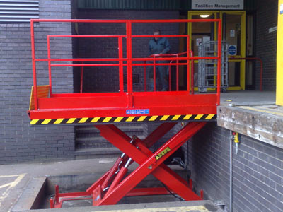 red loading bay table